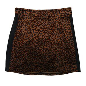 Wild Honey Leopard Print Pencil Mini Skirt Size S Black Trim Silver Back Zip